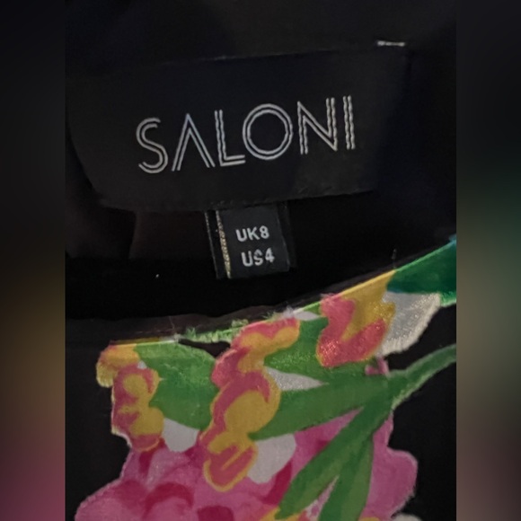 Saloni Felicia Silk Blend Mini Dress Floral Print Black Multi-Color Size… - Picture 12 of 12